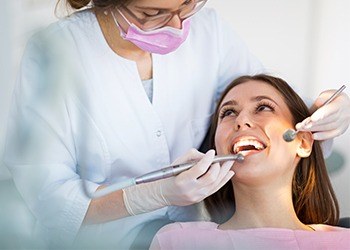 Woman during dental checkup
