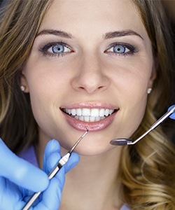 Closeup of patient during dental exam